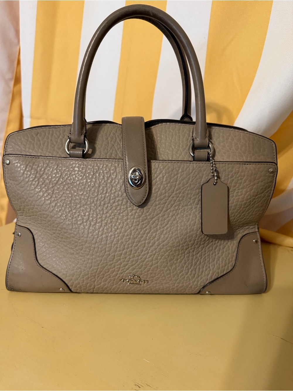 COACH Mercer 30 Taupe Leather Satchel